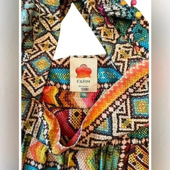 Farm Rio Banana Scarves Multicolor Midi Dress Size XS - Picture 12 of 16